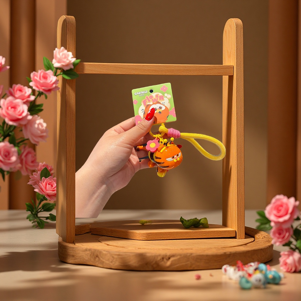 Wholesale of genuine Garfield Bee Flower series keychains, couple cute schoolbags, pendants and plush fabric figurines from Fuqilai Item Picture