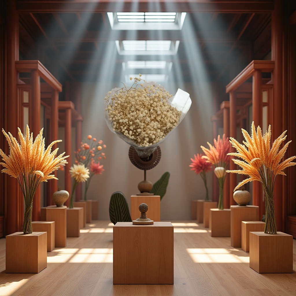 Crocheted handcrafted bouquets, simulated peonies, artificial flowers, interior decoration, wedding arrangements, floral art ornaments details Picture