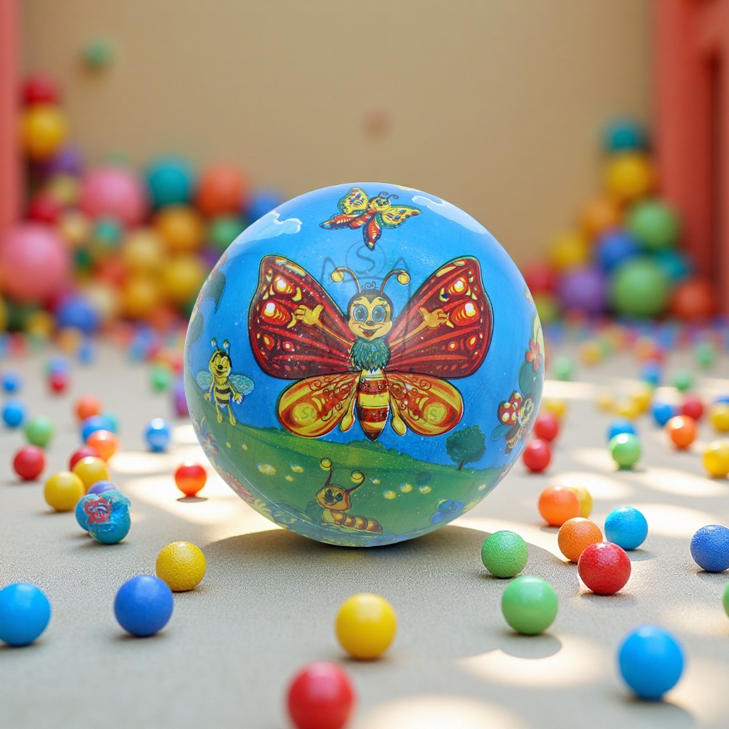 Factory direct sales of 9-inch cartoon-patterned PVC patting small rubber balls, children's inflatable toys, full-printed balls, popular sports and leisure traditional balls Specification image