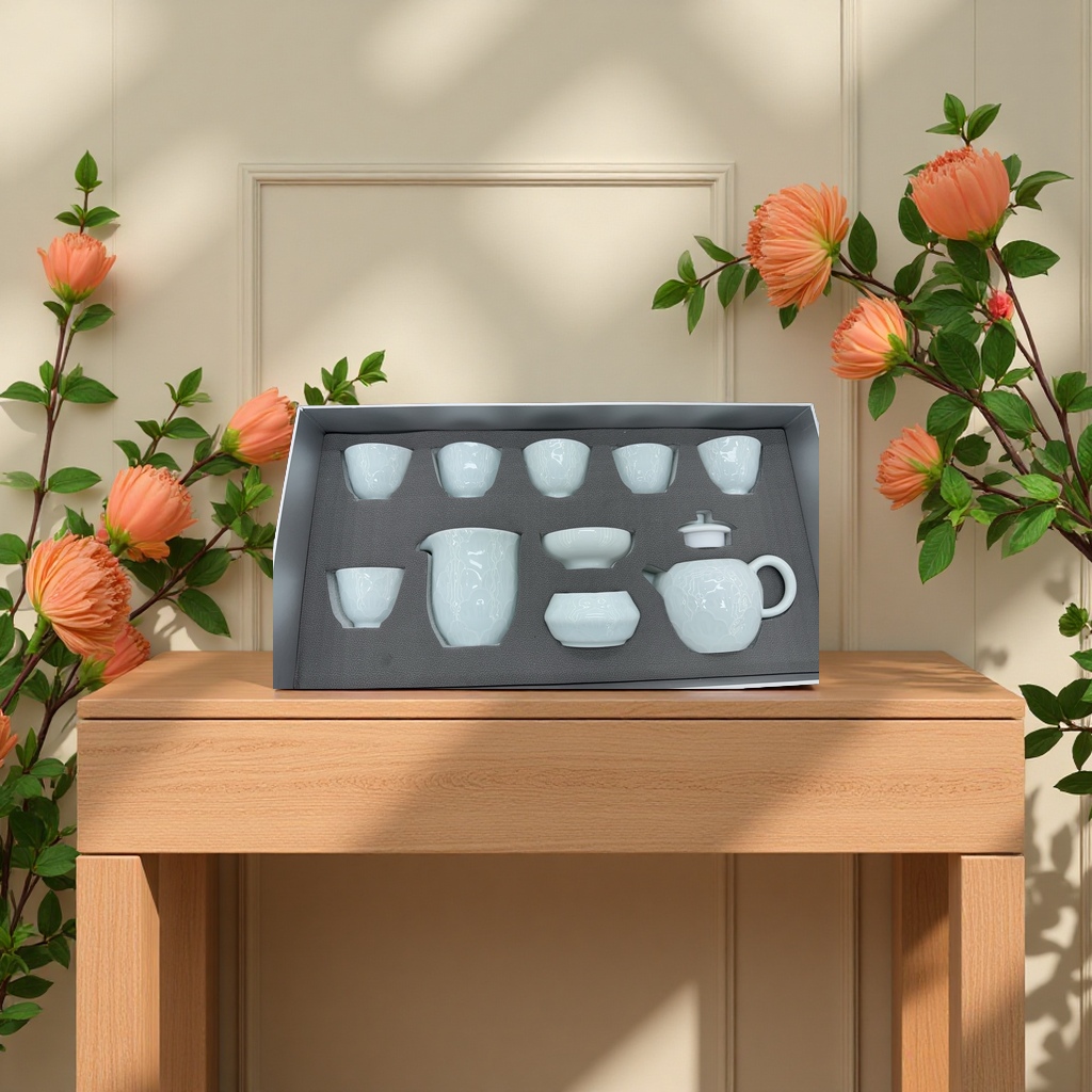 Ceramic tea set for home use, simple Japanese teapot, tea cups, tea tray, tea strainer, tea brewing utensils, gift set Specification image
