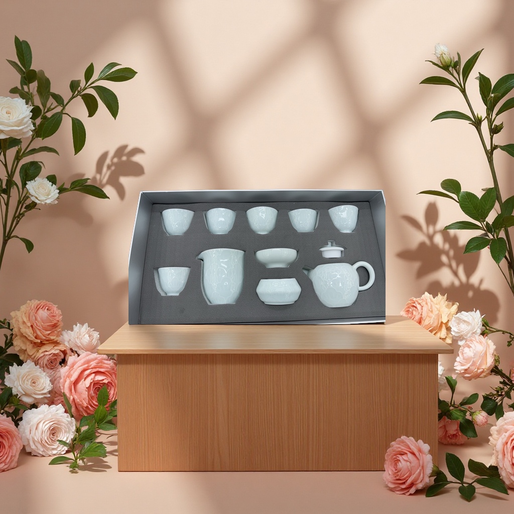 Ceramic tea set for home use, simple Japanese teapot, tea cups, tea tray, tea strainer, tea brewing utensils, gift set Application Scenario