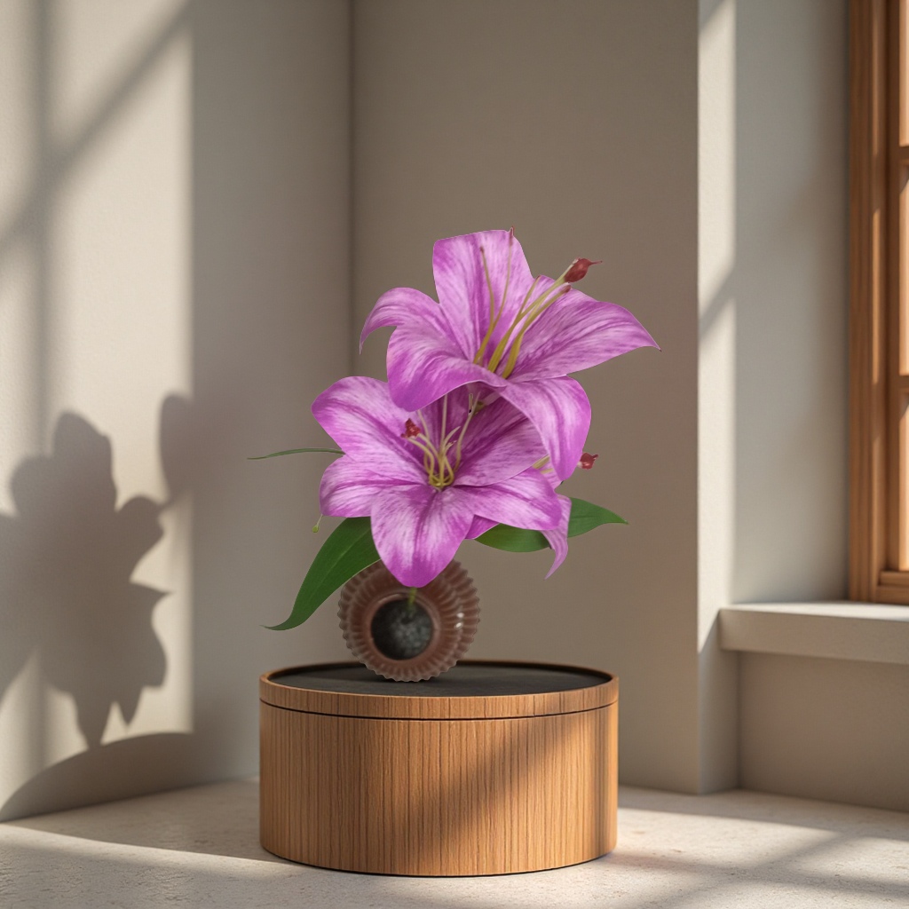 仿真花装饰花塑料花假花手工花材料家饰塑料花单只三头软胶百合婚庆室内外DIY装饰花
