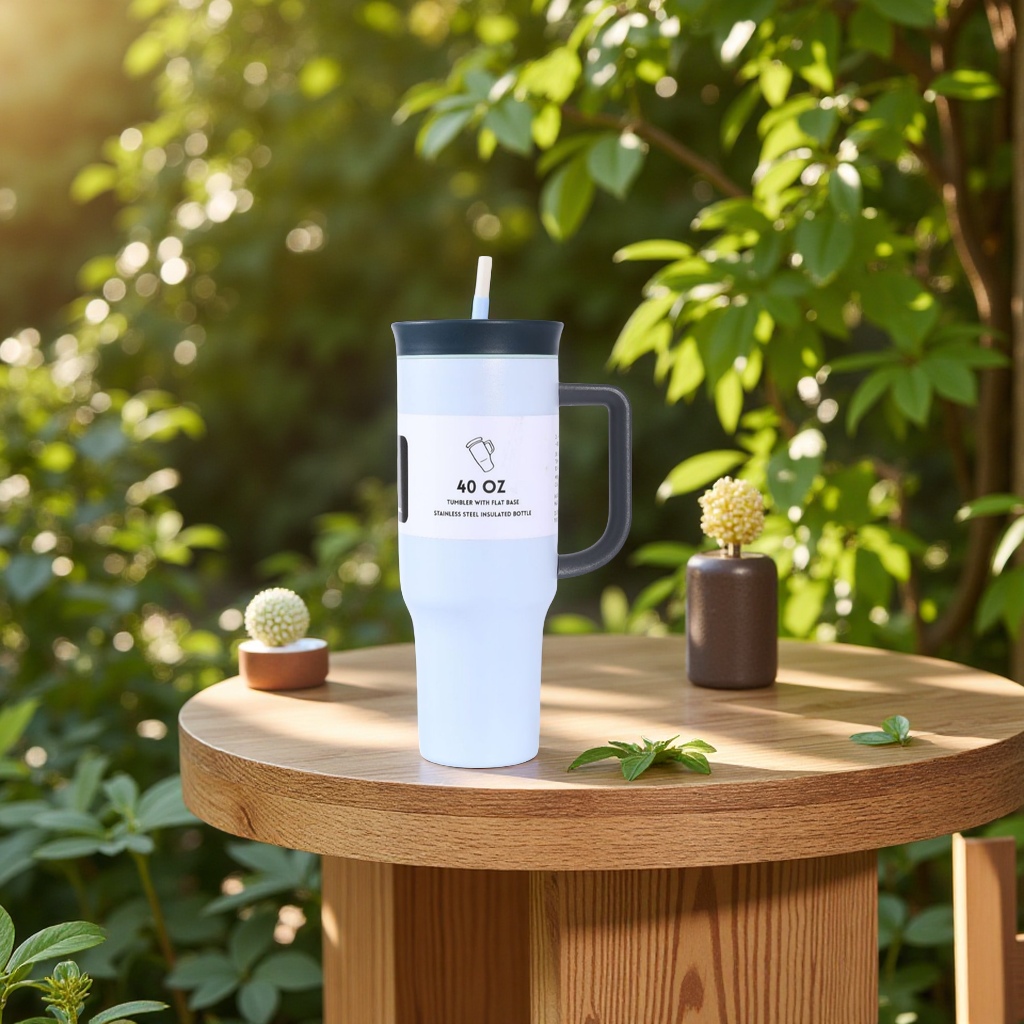 New cross-border 304 stainless steel insulated cup with handle, 40oz large capacity outdoor straw ice cube cup, daily necessities Specification image