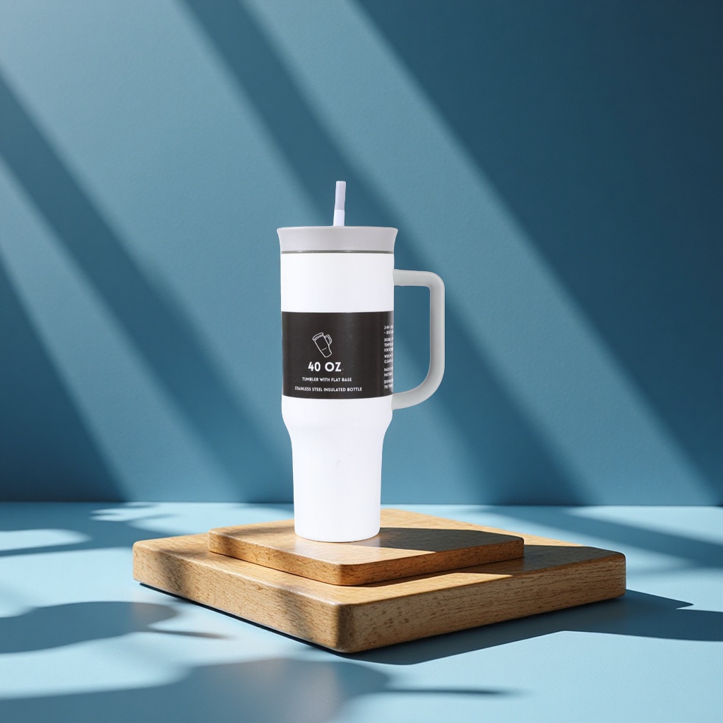 New cross-border 304 stainless steel insulated cup with handle, 40oz large capacity outdoor straw ice cube cup, daily necessities Item Picture