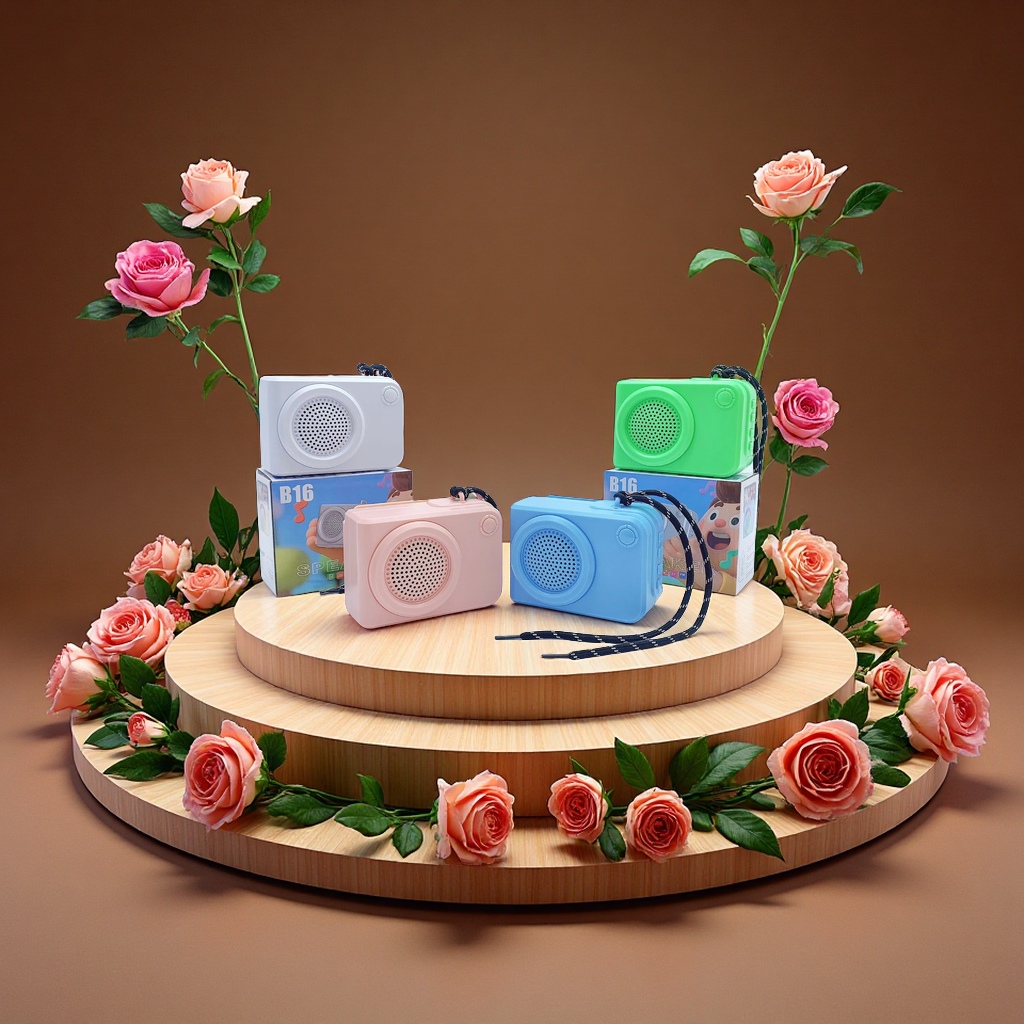 The new B16 portable Bluetooth speaker is now available, supporting BT TF USB FM Type-C multi-color portable speaker 124*66*97MM