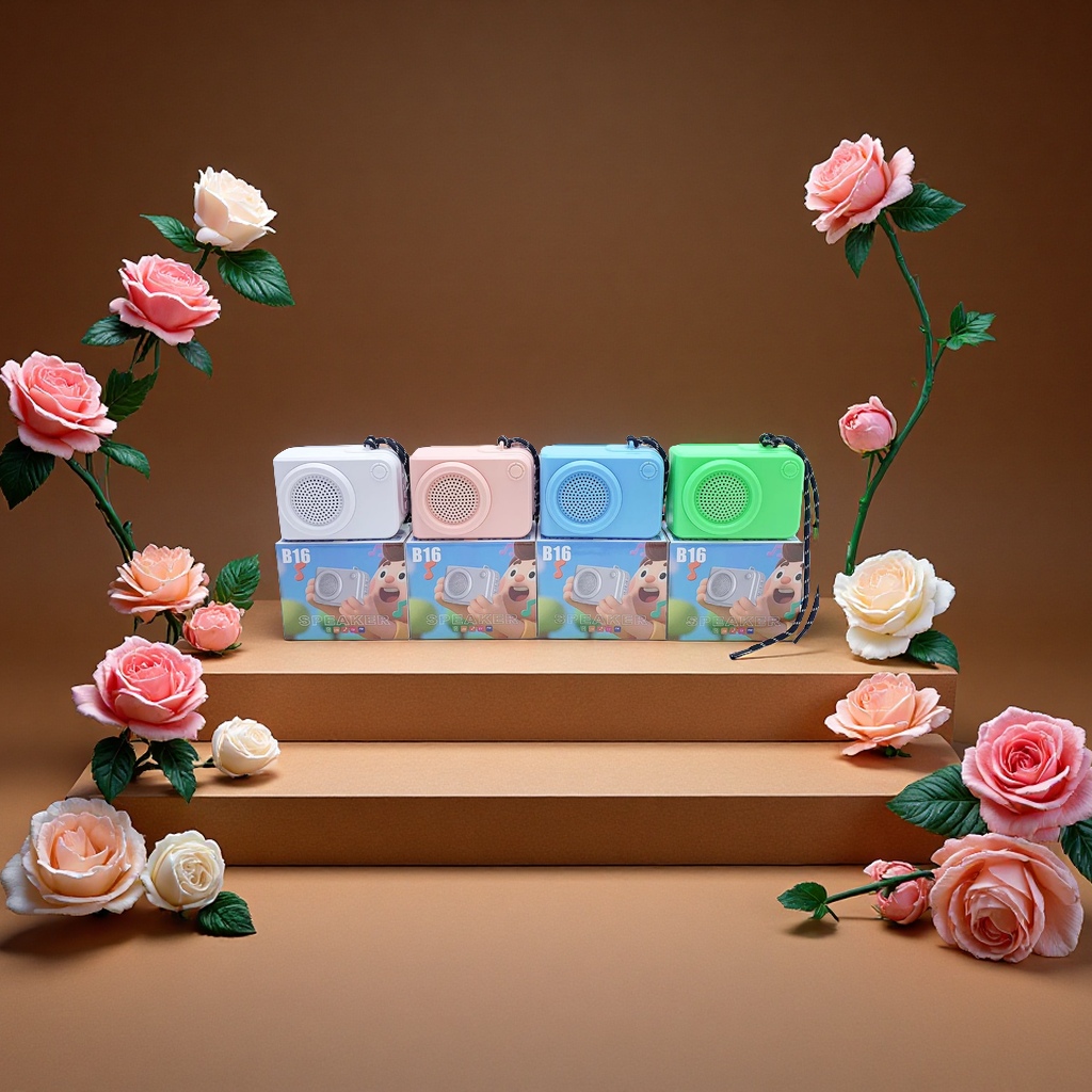 The new B16 portable Bluetooth speaker is now available, supporting BT TF USB FM Type-C multi-color portable speaker 124*66*97MM Application Scenario