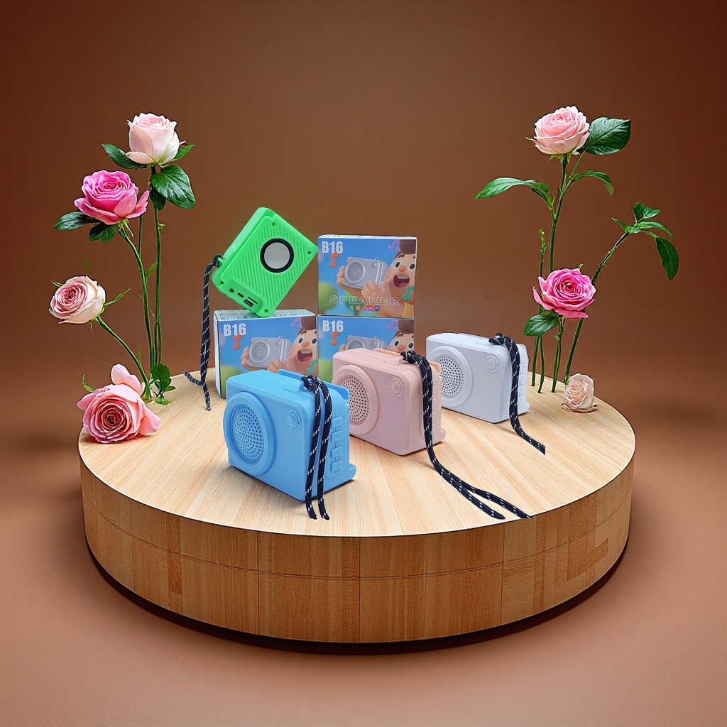 The new B16 portable Bluetooth speaker is now available, supporting BT TF USB FM Type-C multi-color portable speaker 124*66*97MM details Picture