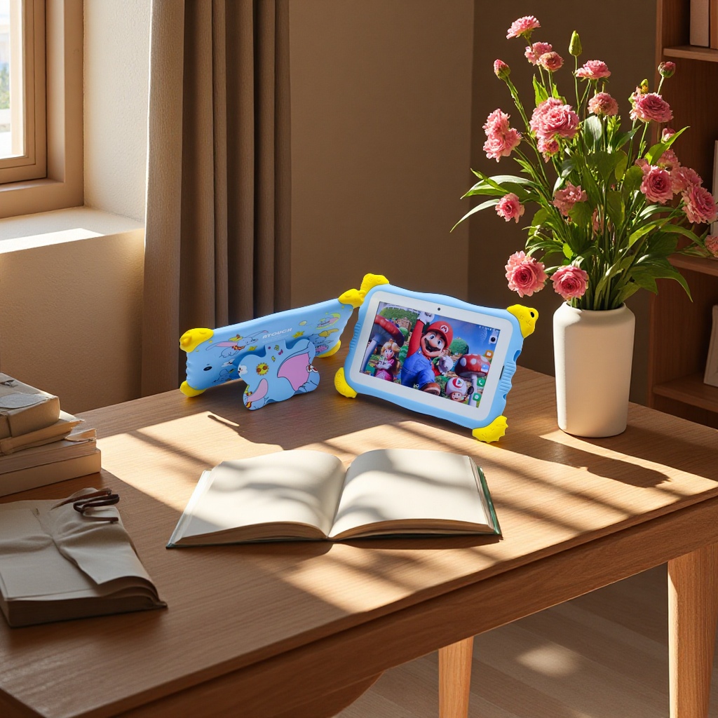 跨境外贸新款7英寸儿童平板电脑wifi安卓早教学习机带支架多功能触控学习设备