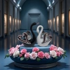 Couple swans, a hundred years of good marriage, high-temperature ceramic handcrafted ceramic handicrafts Application Scenario