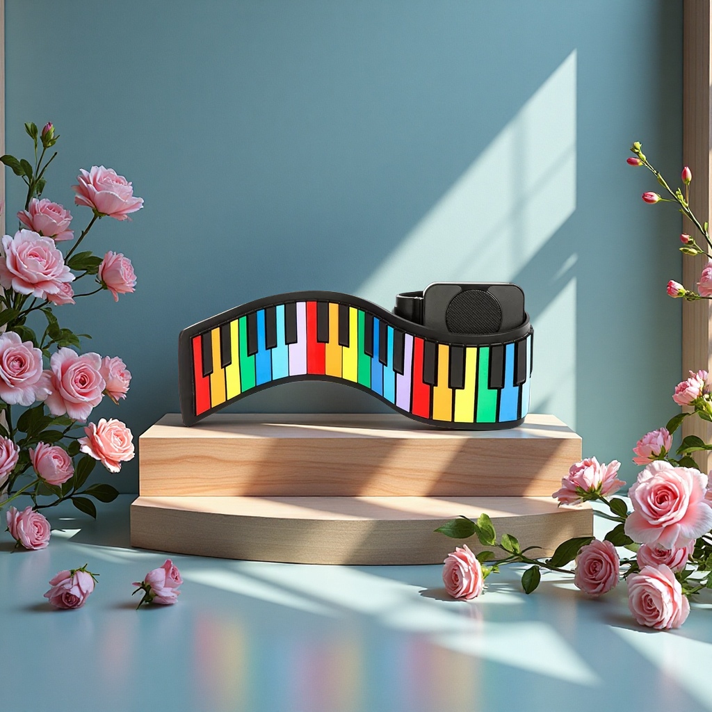 跨境热卖儿童电子钢琴早教启蒙便携手卷37 49键网红款适合幼儿玩具