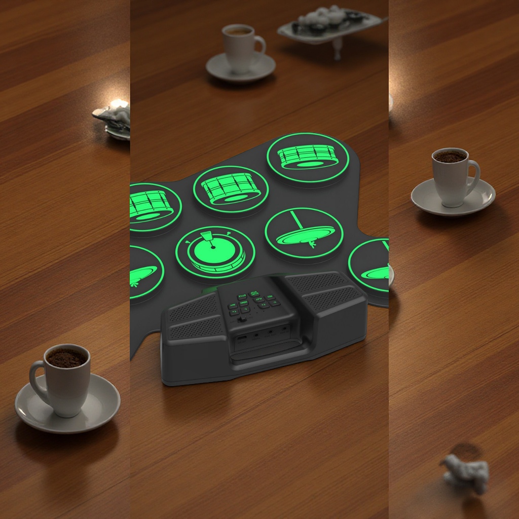 WERSI hand-rolled electronic drum, Bluetooth drum kit, built-in lithium battery with speaker, portable electronic percussion instrument Specification image