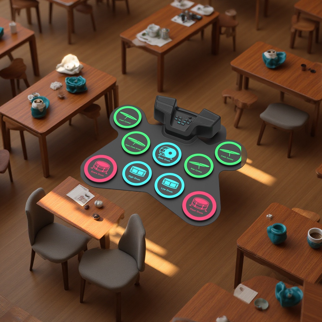 WERSI hand-rolled electronic drum, Bluetooth drum kit, built-in lithium battery with speaker, portable electronic percussion instrument Application Scenario