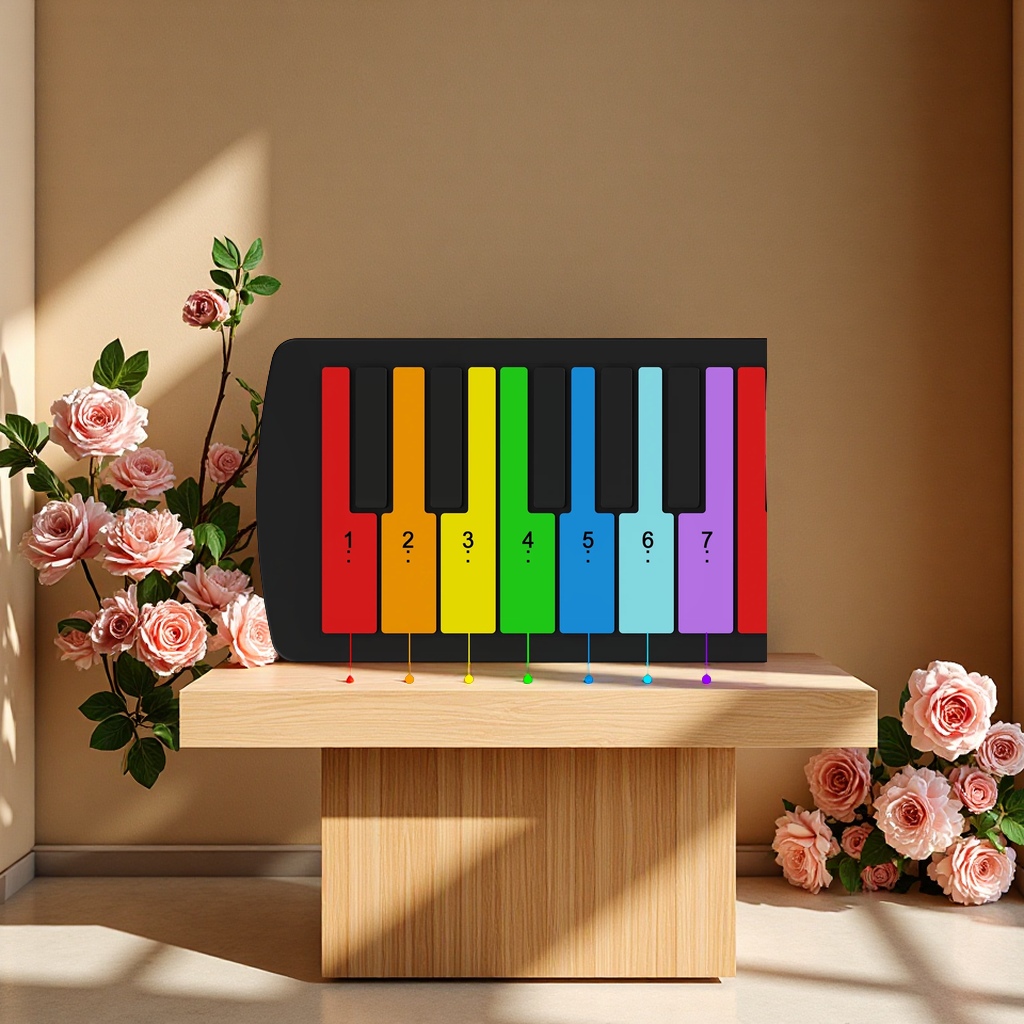 The 49-key rainbow folding portable children's electronic keyboard hand-rolled piano is a bestseller on cross-border e-commerce. It is suitable for beginners Specification image