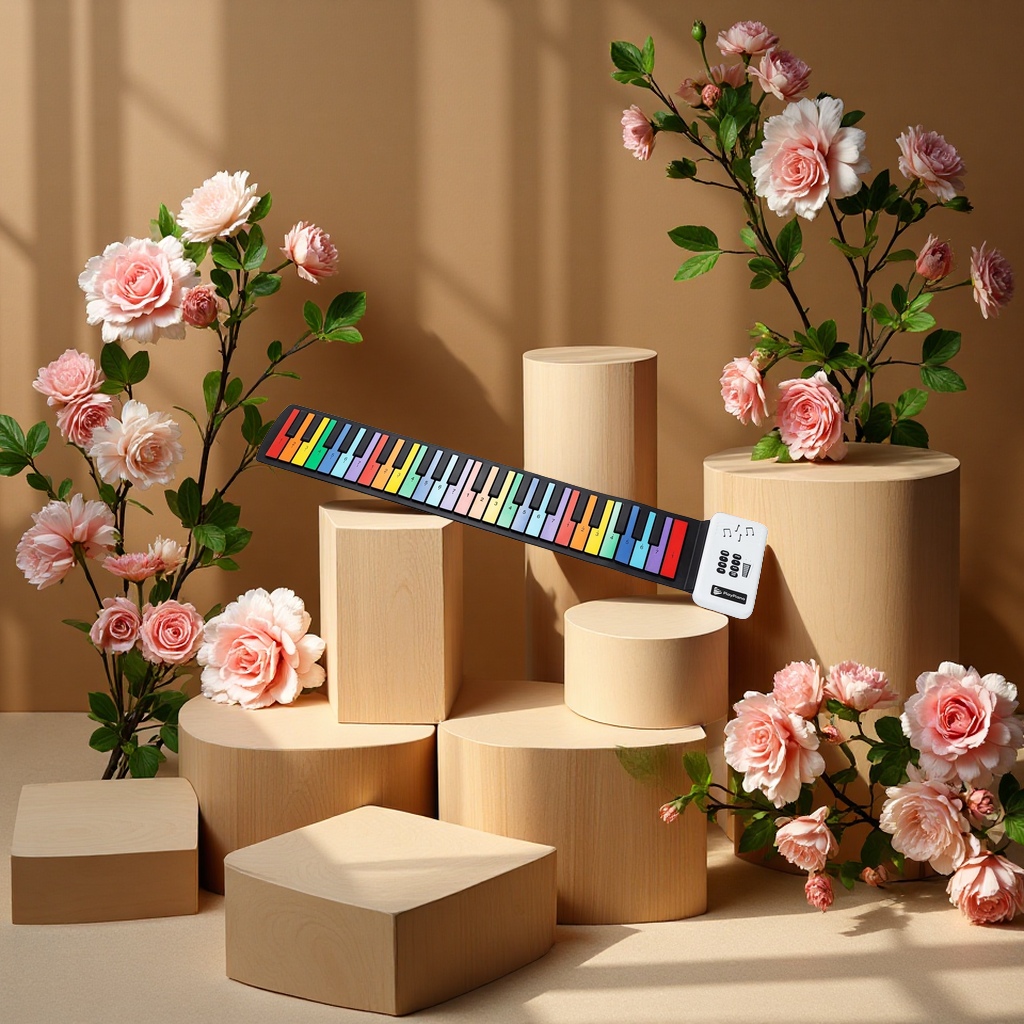The 49-key rainbow folding portable children's electronic keyboard hand-rolled piano is a bestseller on cross-border e-commerce. It is suitable for beginners Application Scenario