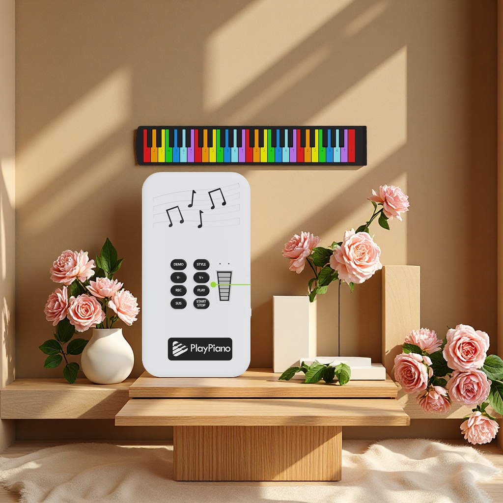 The 49-key rainbow folding portable children's electronic keyboard hand-rolled piano is a bestseller on cross-border e-commerce. It is suitable for beginners details Picture
