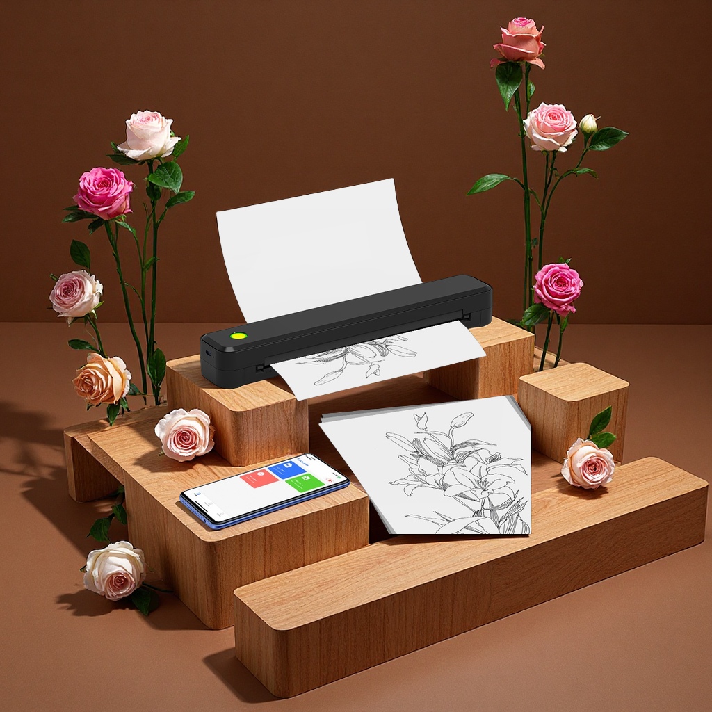 Mini home thermal printer A4 small portable mobile phone connected cross-border multi-functional printing device Specification image