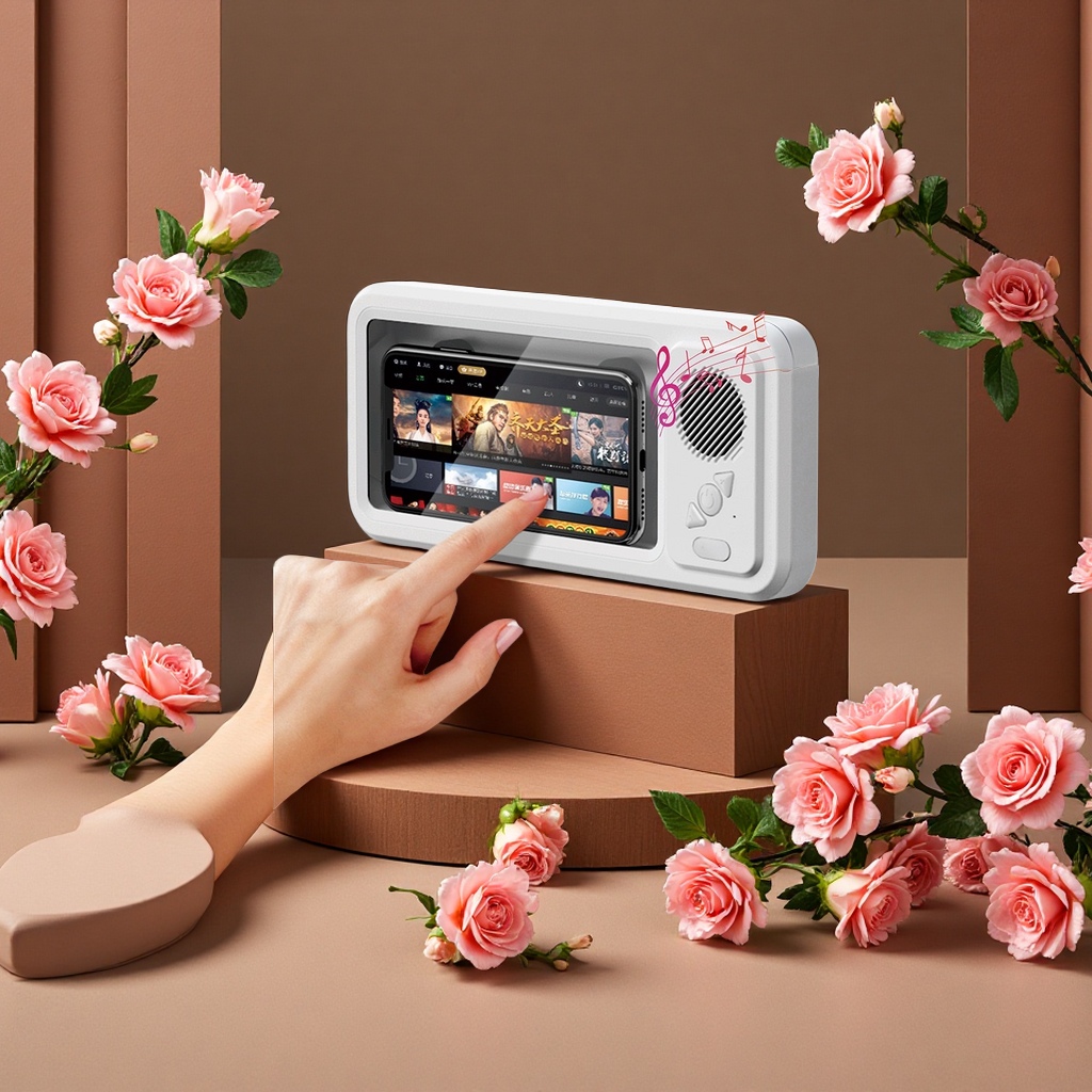 Z07 Bathroom Waterproof mobile phone box, Bluetooth speaker, bath TV stand, touch screen waterproof phone case, multi-functional portable speaker details Picture