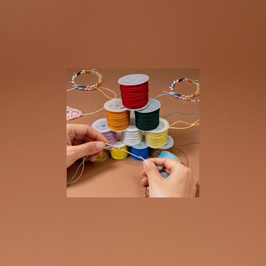 There is a hand-woven lanyard of No. 72, approximately 40 meters long, made of jade and cotton thread Application Scenario