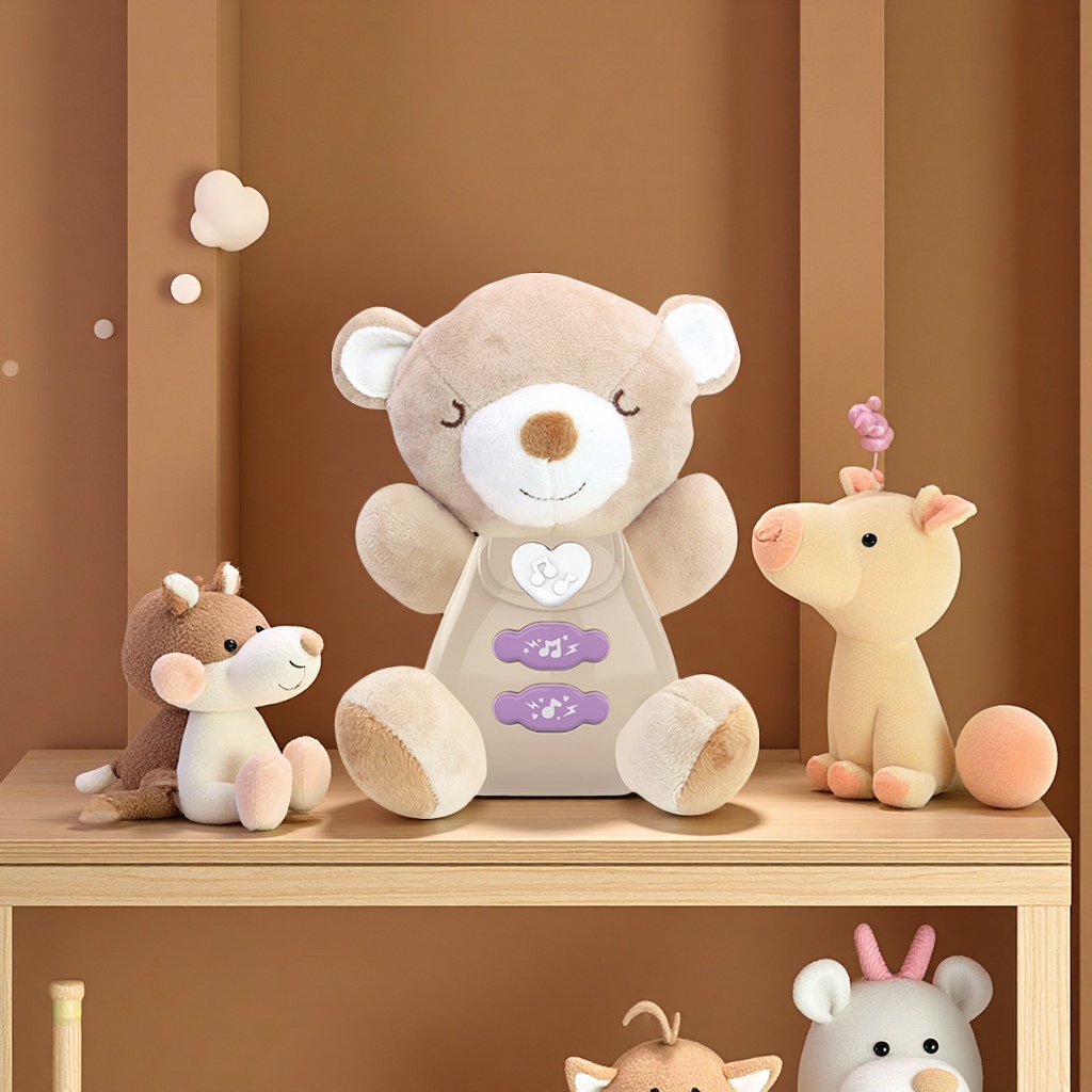 Cross-border children's plush soothing toys, cute animals, cartoon audio-visual music, infant sleep companionship, washable doll dolls details Picture