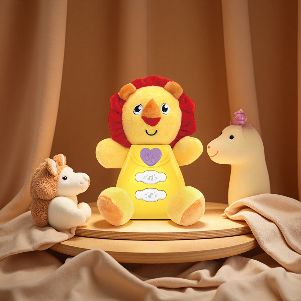 Cross-border children's plush soothing toys, cute animals, cartoon audio-visual music, infant sleep companionship, washable doll dolls Specification image