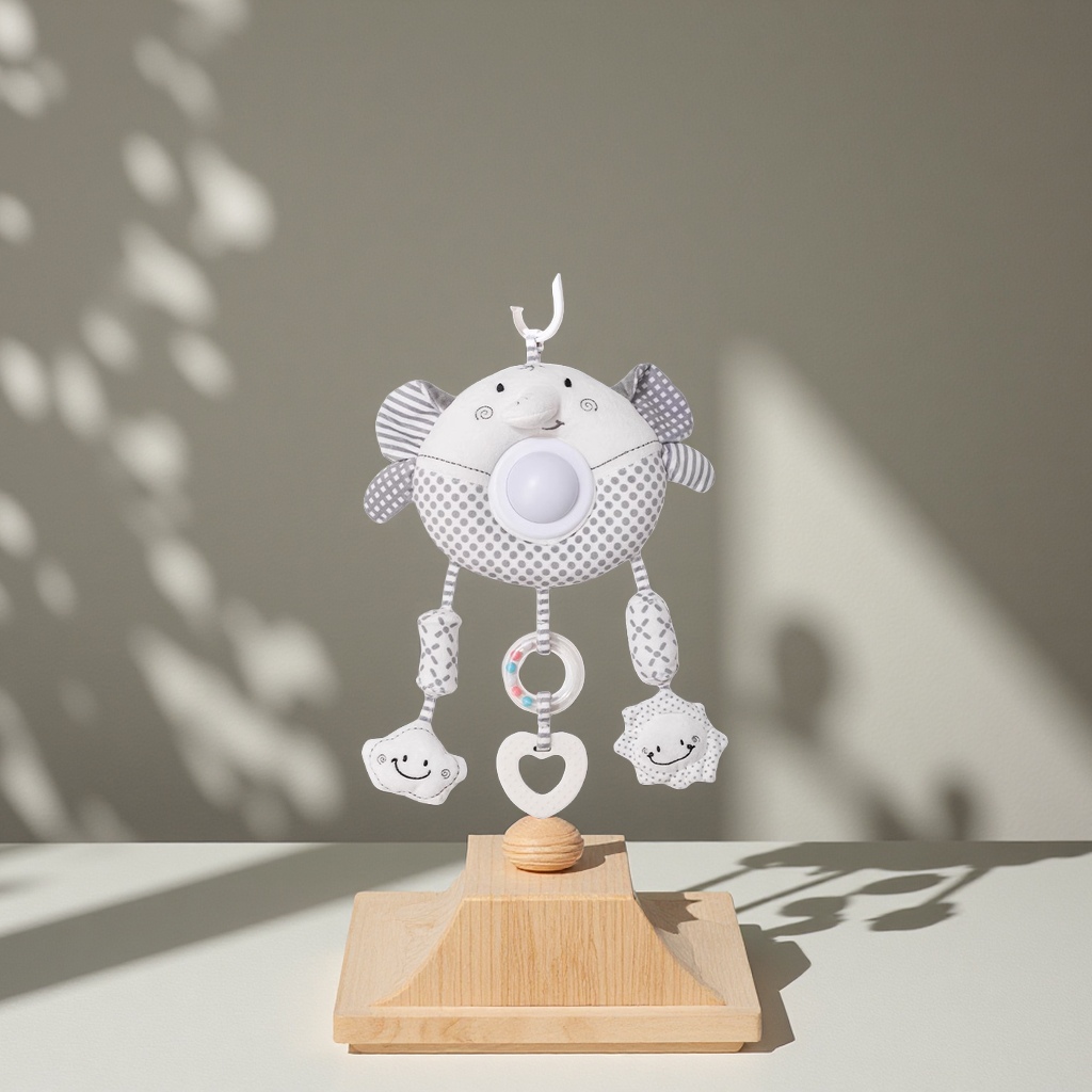 Cross-border baby soothing sound and light wind chime pendant 5-in-1 car bedside bell baby toy stroller bed hanging toy