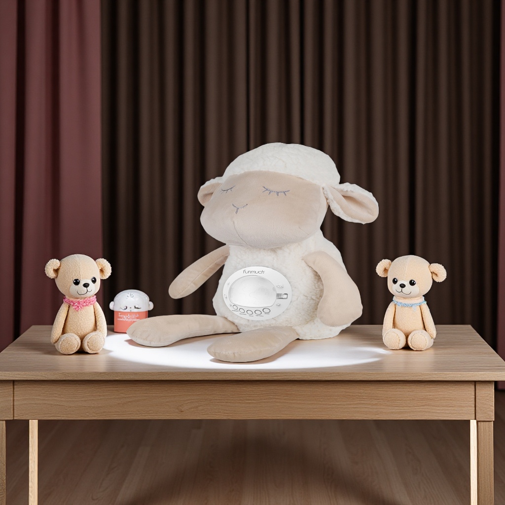 Cross-border children's soothing night light projection Doll Series Cartoon animal dolls, 60 pieces of music, boy and girl baby soothing toys