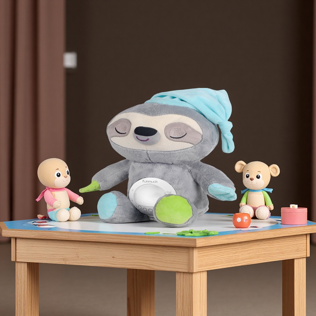 Cross-border children's soothing night light projection Doll Series Cartoon animal dolls, 60 pieces of music, boy and girl baby soothing toys details Picture