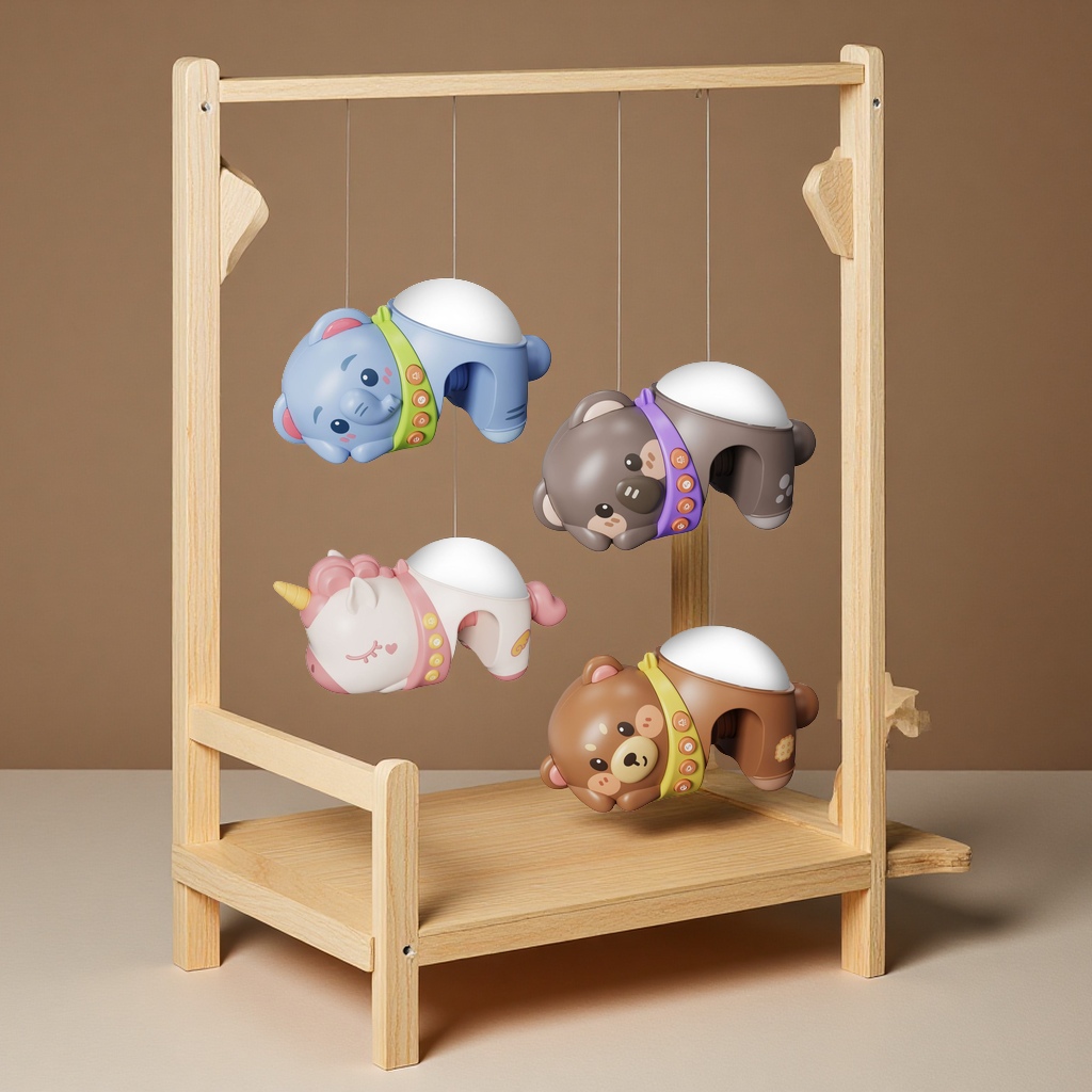 Cross-border infant early education toys, sleeping projection lamp, cartoon animal night light, bed bell simulation model, infant and toddler soothing lamp
