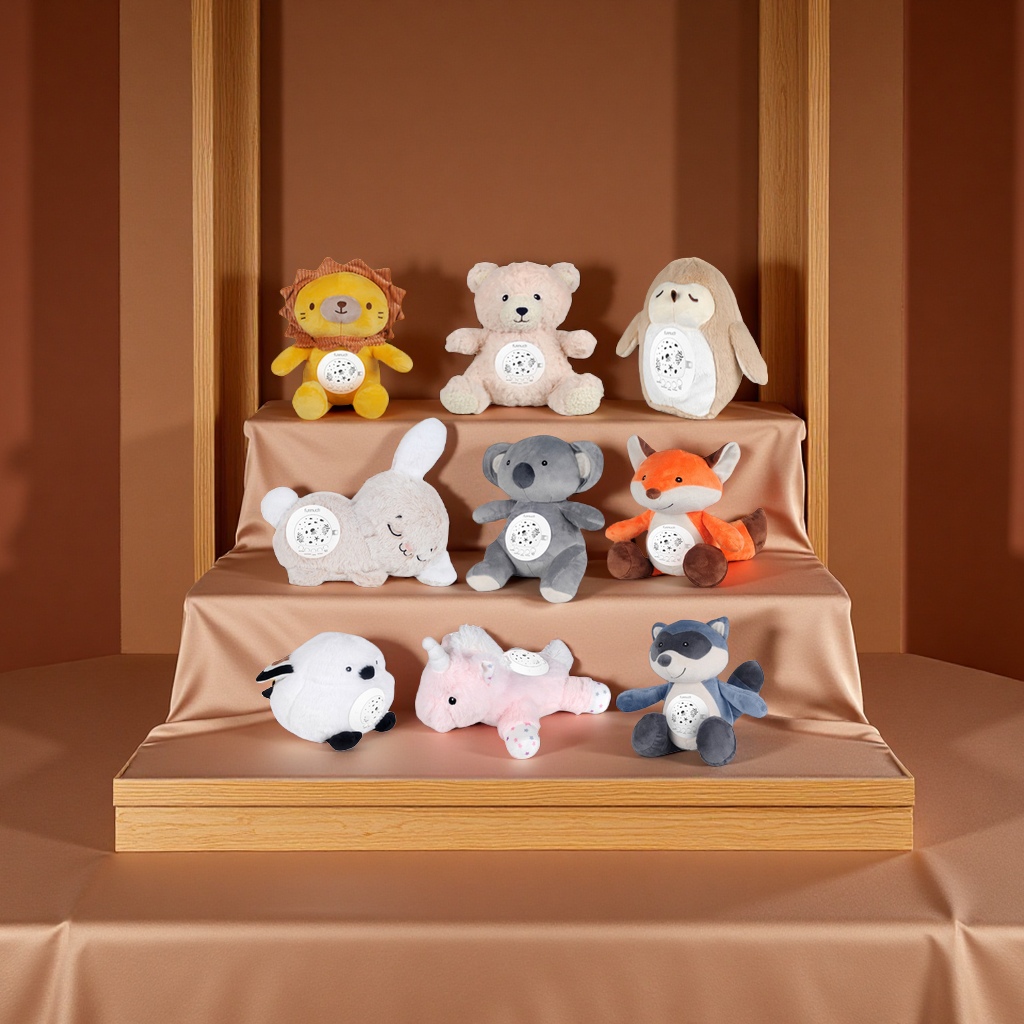 Cross-border infant and toddler soothing plush toys, creative projection night light music lullaby dolls, baby comfort toys