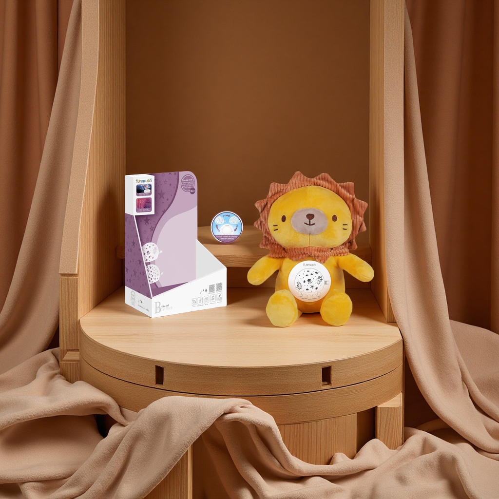 Cross-border infant and toddler soothing plush toys, creative projection night light music lullaby dolls, baby comfort toys details Picture