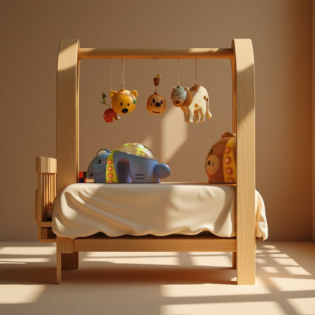 Cross-border infant early education toys, sleeping projection lamp, cartoon animal night light, bed bell simulation model, infant and toddler soothing lamp Application Scenario