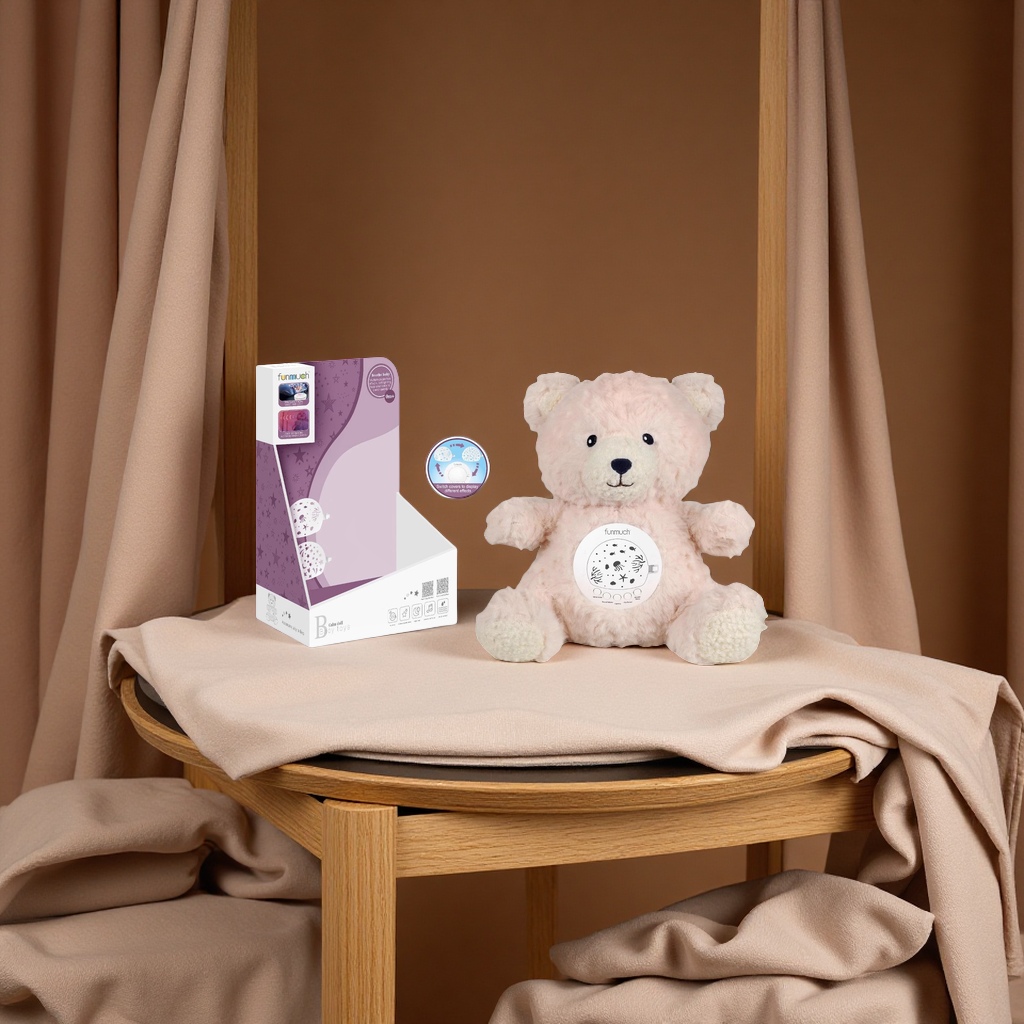 Cross-border infant and toddler soothing plush toys, creative projection night light music lullaby dolls, baby comfort toys Specification image