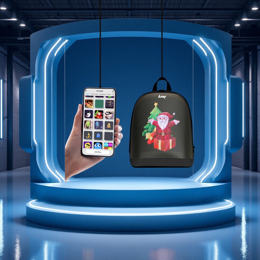 LOY custom LED backpack, casual outdoor display screen, advertising, shoulder sports backpack, original manufacturer, sports outdoor bag details Picture
