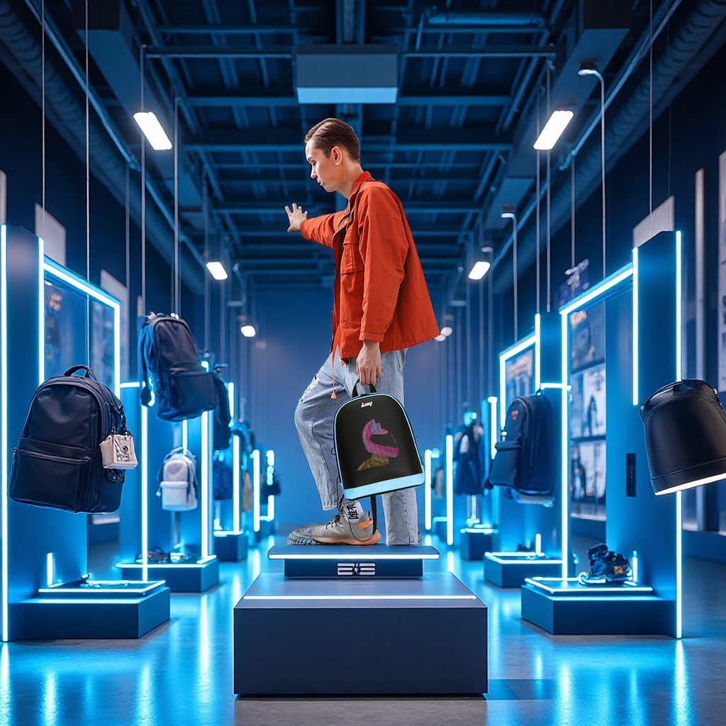 LOY custom LED backpack, casual outdoor display screen, advertising, shoulder sports backpack, original manufacturer, sports outdoor bag Application Scenario
