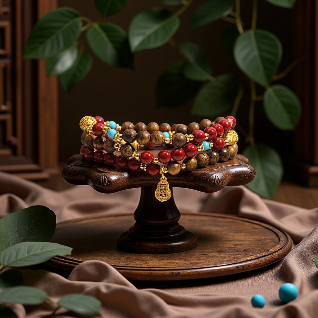 Agarwood multi-circle bracelet, new Chinese-style light luxury, retro ethnic style, purple gold sand peace gourd, wealth attraction bracelet and jewelry