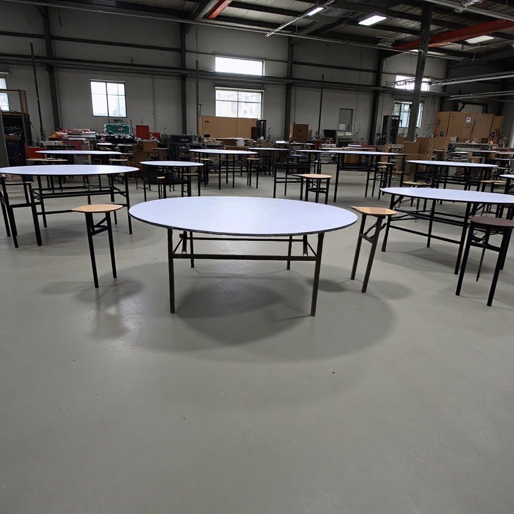 Star Factory wholesale hotel banquet large round tables, wedding halls, conference halls, restaurants, folding black table frames, home decoration building materials, restaurant furniture Application Scenario