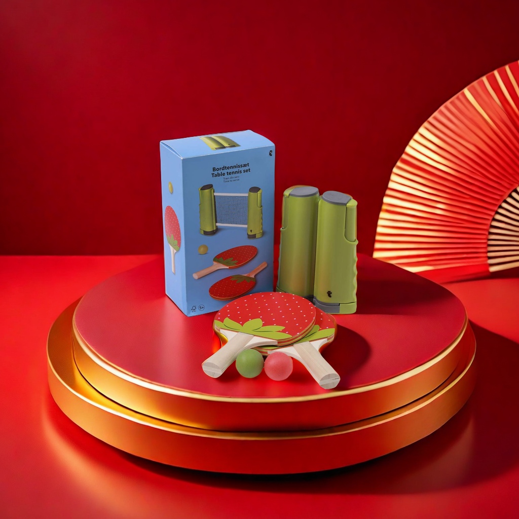 The cute strawberry-patterned set is durable and made of poplar wood