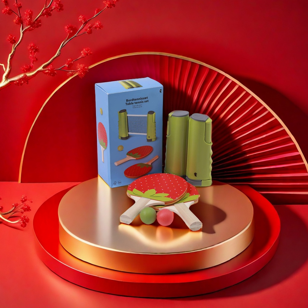 The cute strawberry-patterned set is durable and made of poplar wood details Picture