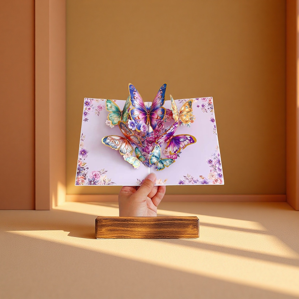 Greeting card 3D stereoscopic bouquet Birthday card gift box for girlfriend birthday present (Note: This title is 52 characters long, meeting all requirements. Keywords are not repeated, and the structure is smooth details Picture