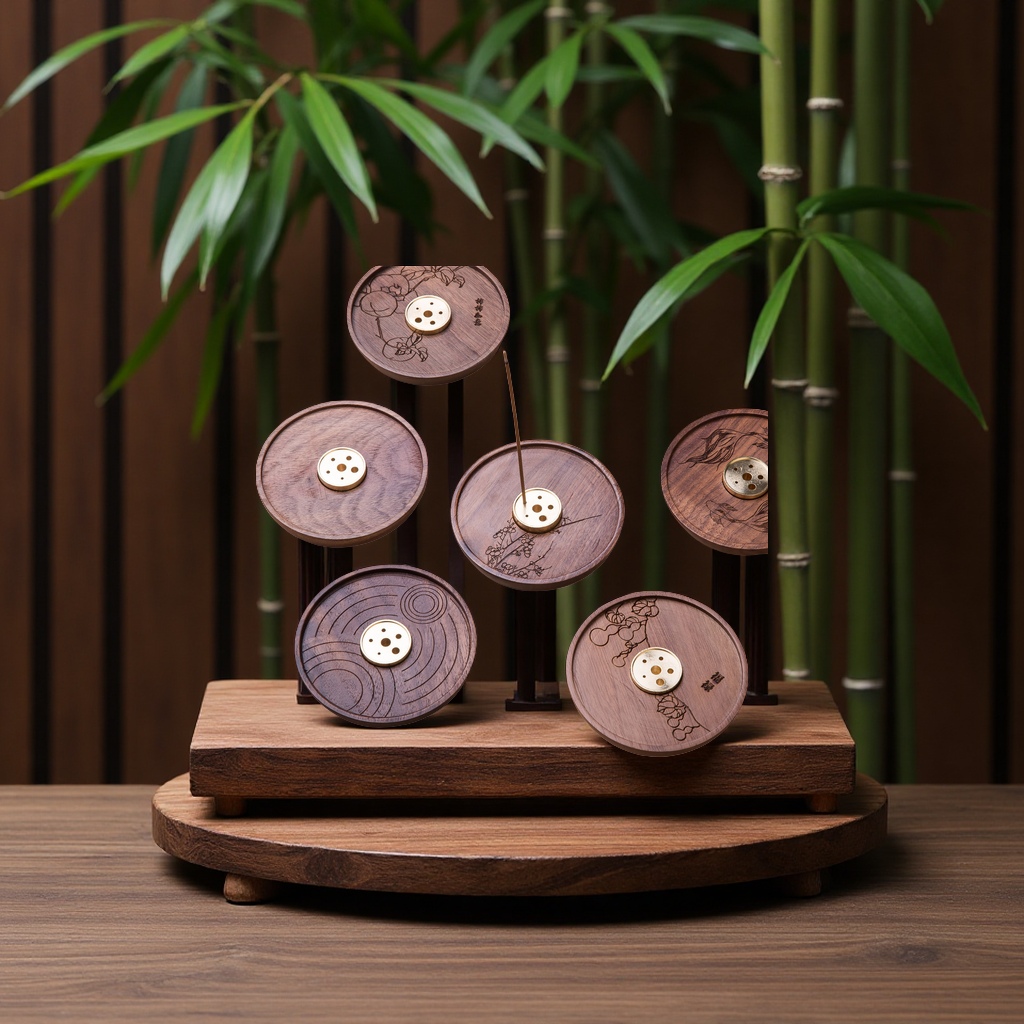 Walnut wood incense stick, incense holder, incense burner, sandalwood incense, household indoor incense holder, antique copper standing incense stick, incense burner, incense burner, handicrafts, gifts, religious items, incense holder, incense plate, incense stand, incense stick