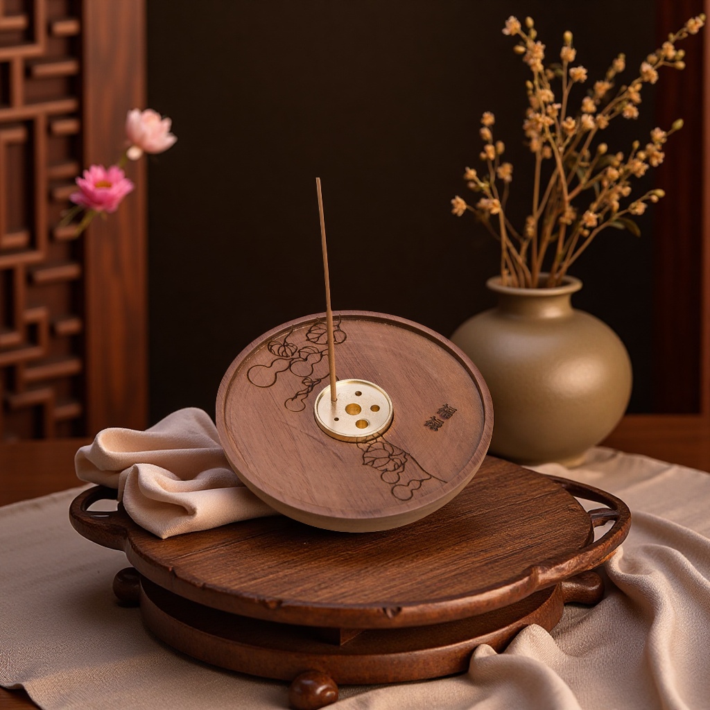 Walnut wood incense stick, incense holder, incense burner, sandalwood incense, household indoor incense holder, antique copper standing incense stick, incense burner, incense burner, handicrafts, gifts, religious items, incense holder, incense plate, incense stand, incense stick Item Picture