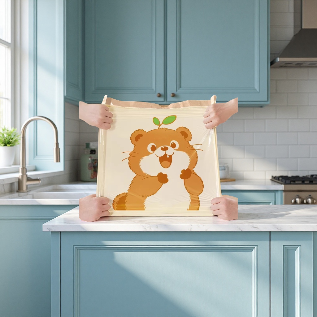 Tear-free thickened hand-held garbage bags, household extra-thick large-sized printed plastic bags, specially designed for bedrooms and kitchens Specification image