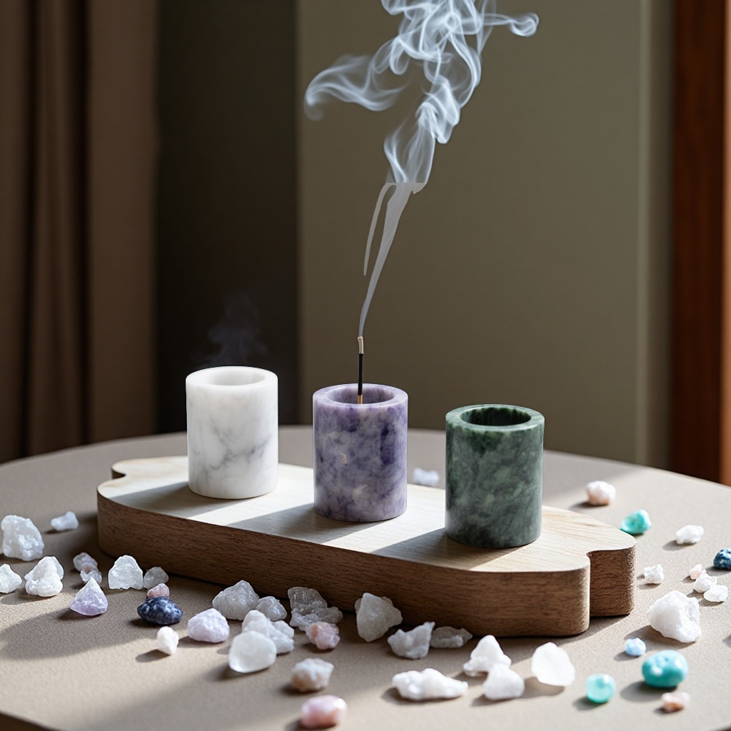 Customized natural crystal raw stone line incense ornaments, crystal crushed stone offerings for Buddha incense burners, jade and crystal ornaments, handicrafts, gifts, crystal handicrafts details Picture