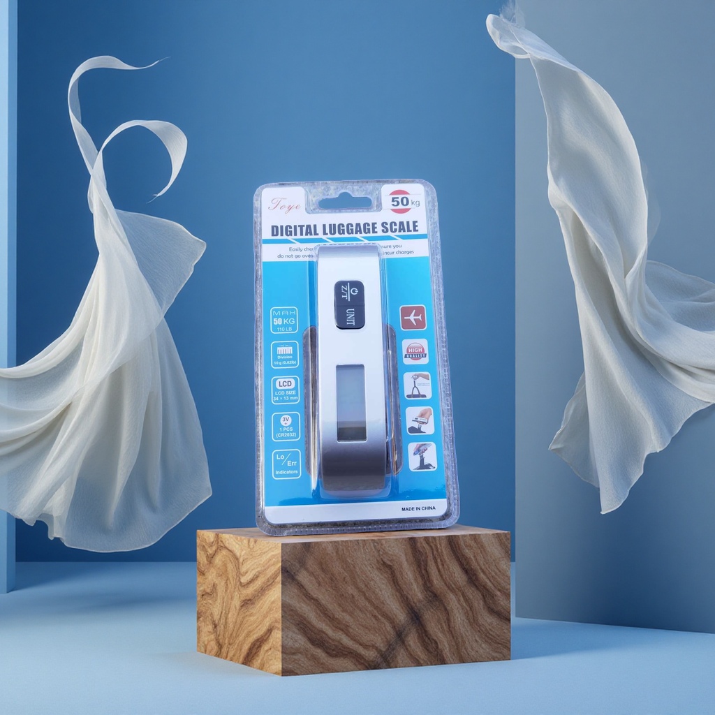 Silver portable luggage scale, 50kg for weighing travel luggage Application Scenario