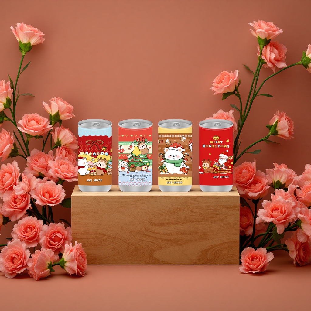 Coca-Cola Can Christmas Series Wet wipes Portable Oil-removing, Cleaning and antibacterial (Note: The title is 52 characters long, meeting all requirements. Keywords are not repeated, the structure is smooth and the information is complete.) details Picture