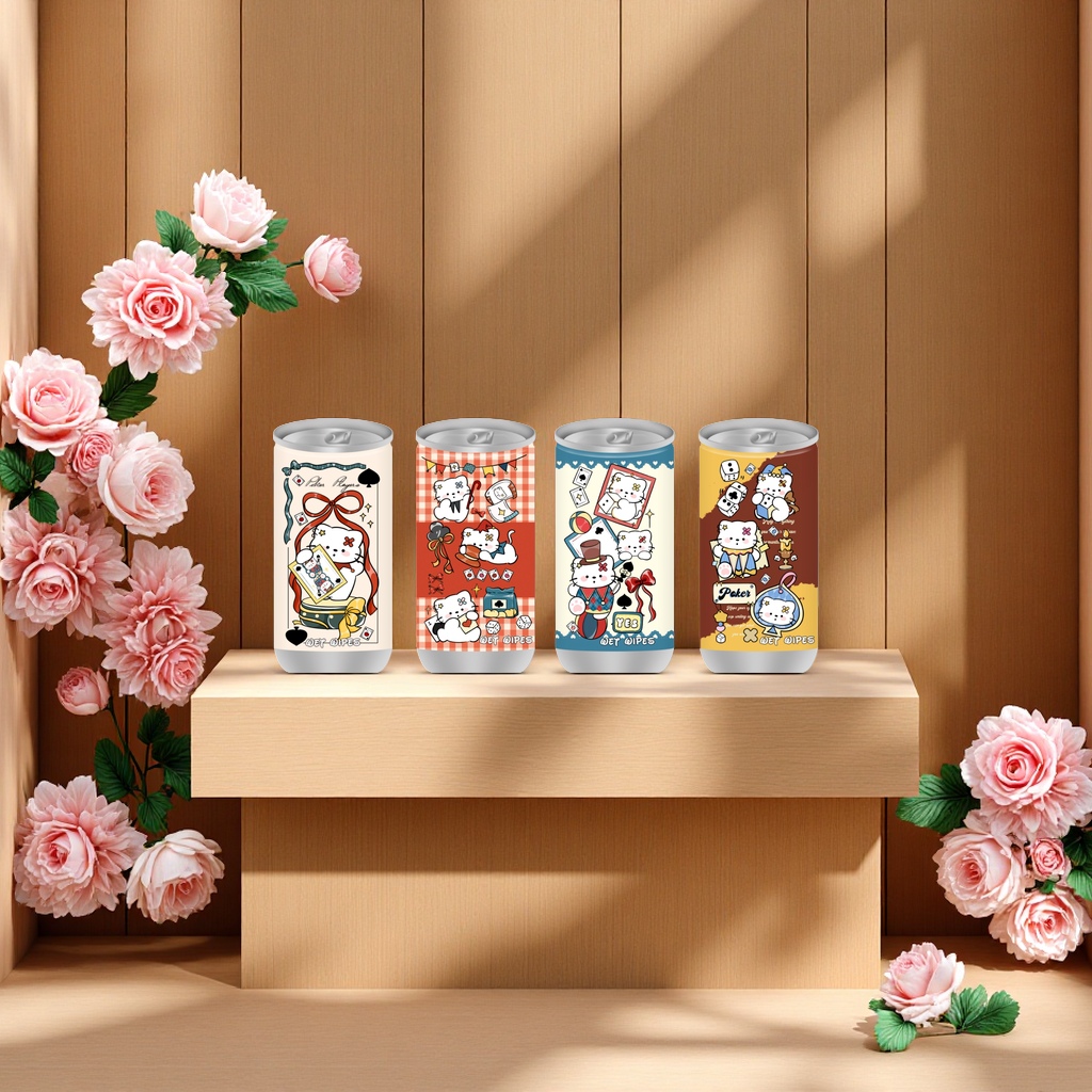 游戏小喵可乐罐湿巾 便携去渍抑菌清新口气