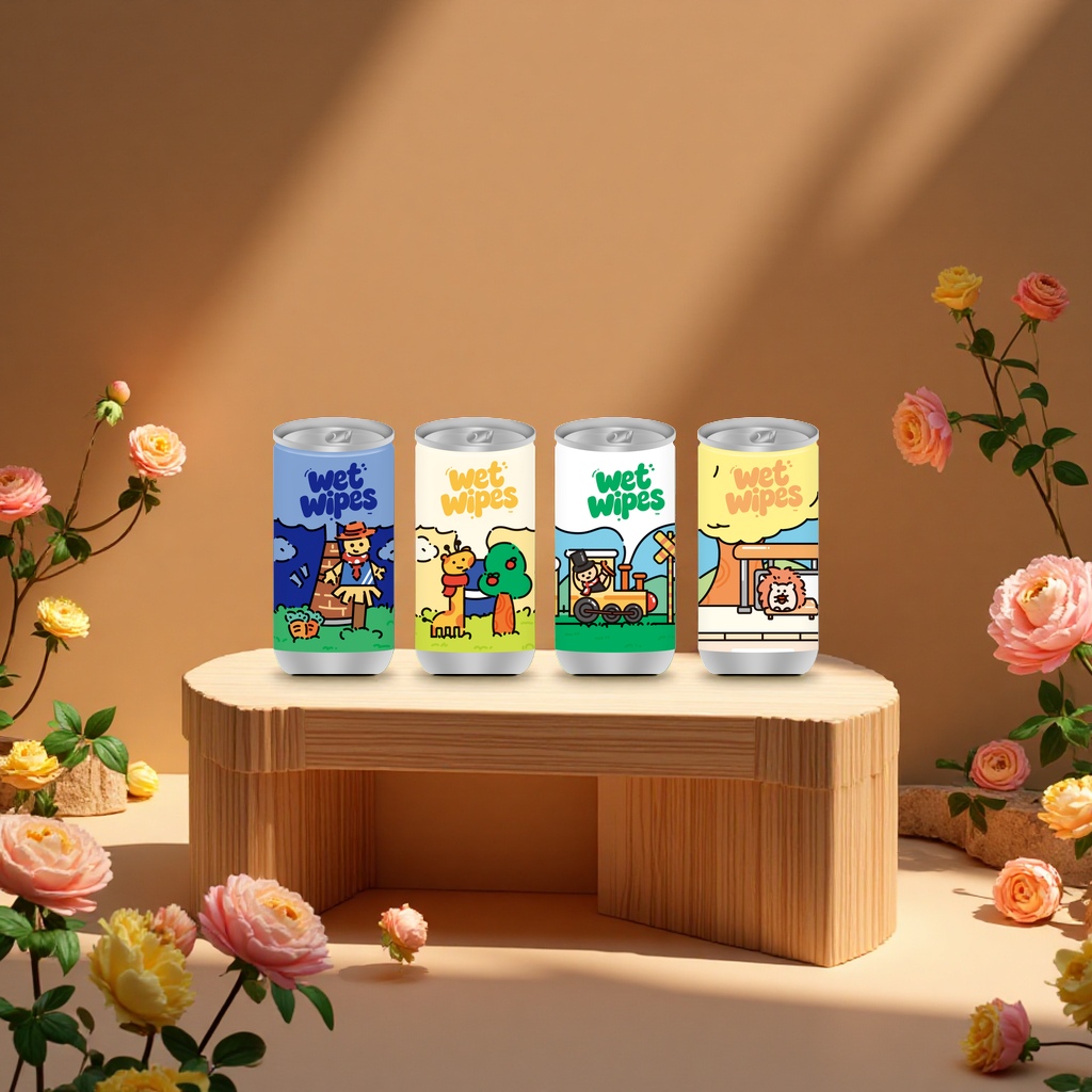 Little Train Station Cola Can Wet Wipes JB-30065 Portable Stain removal, Cleaning and antibacterial details Picture