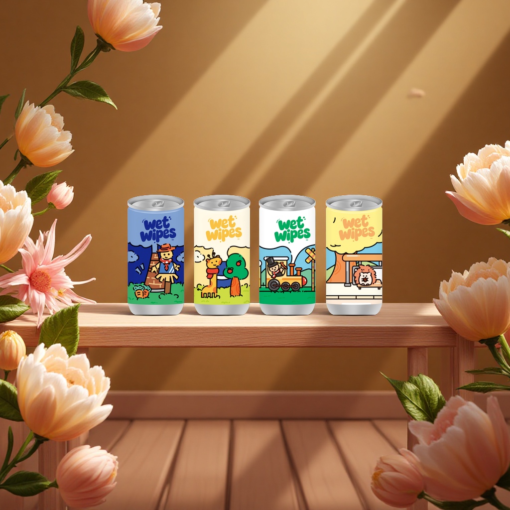 Little Train Station Cola Can Wet Wipes JB-30065 Portable Stain removal, Cleaning and antibacterial Specification image