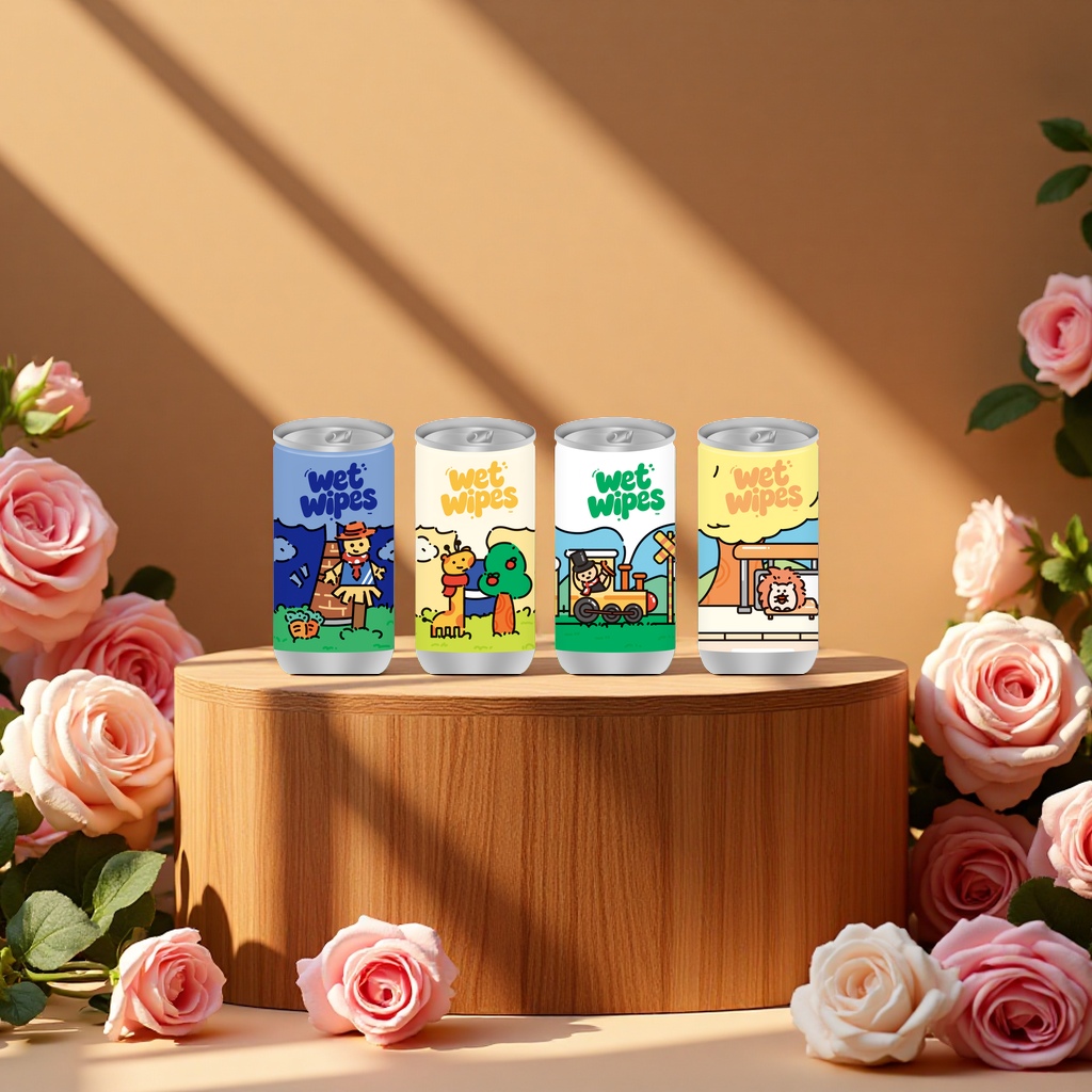 Little Train Station Cola Can Wet Wipes JB-30065 Portable Stain removal, Cleaning and antibacterial Application Scenario