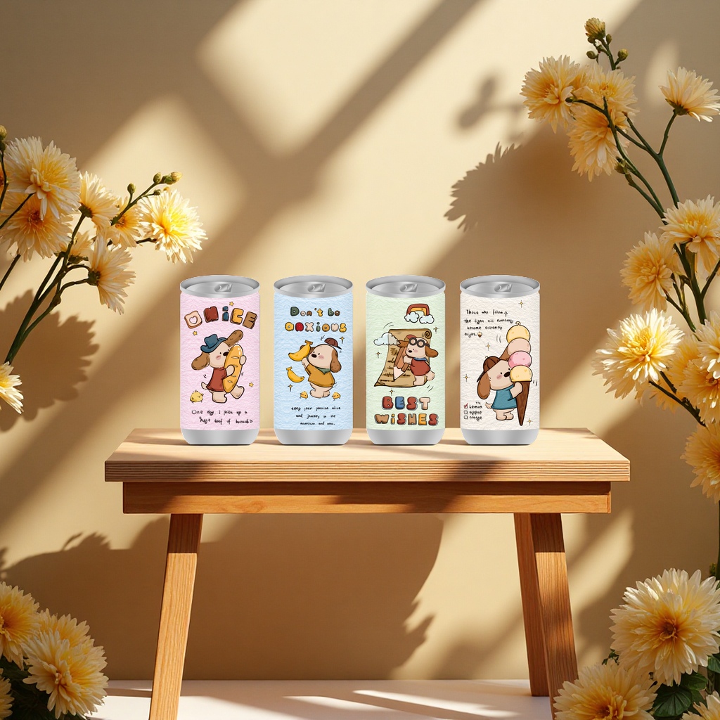 Cola Can Wet Wipes Retro Style Little Dog Dumplings Series JB30060 Application Scenario